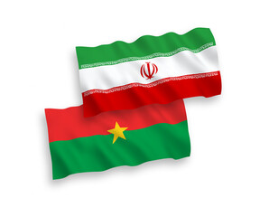 Flags of Burkina Faso and Iran on a white background
