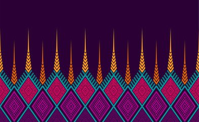 Seamless pattern repeating design with geometric shapes.