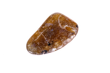 Macro mineral stone Labradorite on a white background