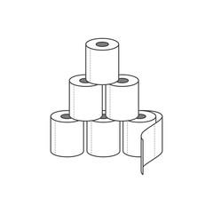 Group of toilet paper rolls isolated on white background. Vector illustration