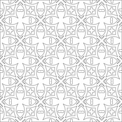 Vector pattern with symmetrical elements . Modern stylish abstract texture. Repeating geometric tiles from 

striped elements.Black and white pattern.