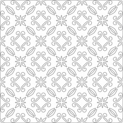 Vector pattern with symmetrical elements . Modern stylish abstract texture. Repeating geometric tiles from 

striped elements.Black and white pattern.