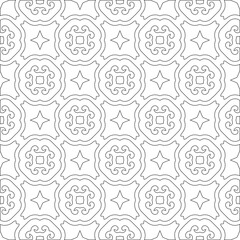 Vector pattern with symmetrical elements . Modern stylish abstract texture. Repeating geometric tiles from 

striped elements.Black and white pattern.