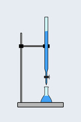 Vector illustration of titration with burette.