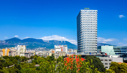 Tirana, Albania. Panoramic view of the city. - obrazy, fototapety, plakaty
