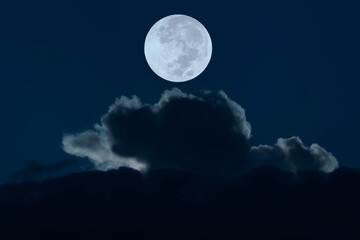 Naklejka na ściany i meble Full moon on sky in the dark night.