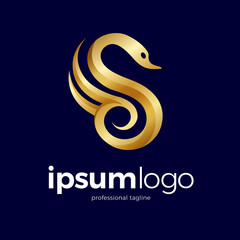 Fototapeta premium Golden bird logo