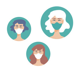 Stop Coronavirus Concept. Quarantine vector mask protect sign. Stay at home infection spreading prevention Social distancing. Vector illustration on a white background.