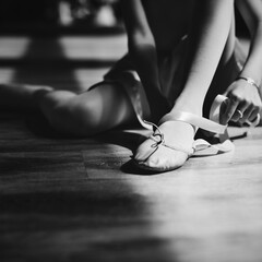 A Caucasian woman and girl practising ballet