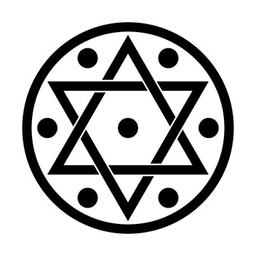 Seal of Solomon, the signet ring attributed to King Solomon in medieval Arabic tradition, from which it developed in Islamic and Jewish mysticism, and in Western occultism, depicted in hexagram shape.