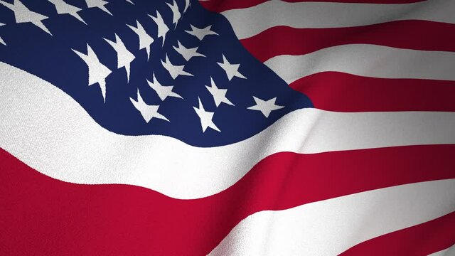 Flag Animation, United States of America Flag, Floating Fabric Flag, United States of America, 3D Render