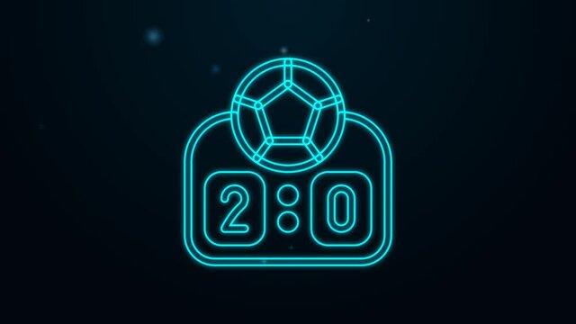 Glowing neon line Sport mechanical scoreboard and result display icon isolated on black background. 4K Video motion graphic animation