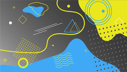 Modern style abstraction with composition made of various rounded shapes in color. Vector illustration.