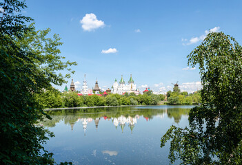 Izmailovsky Kremlin in Moscow. Monuments of architecture and historical monuments in the Izmailovsky Kremlin in Russia in the city of Moscow. The ponds of the Izmailovsky Kremlin.