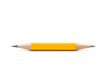 Yellow pencil two way sharp on plain white background.