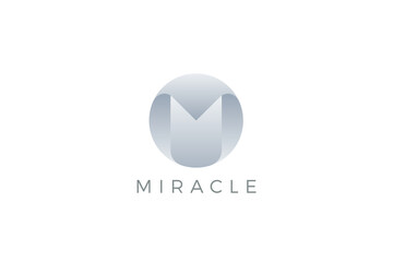 Letter M Logo design Business Luxury vector template Circle shape style.