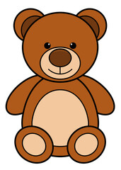 Cartoon teddy bear icon. Cuddly toy bear vector illustration isolated on white background.