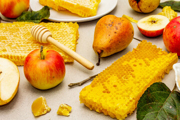 Jewish New Year holiday Rosh Hashanah concept with traditional symbols