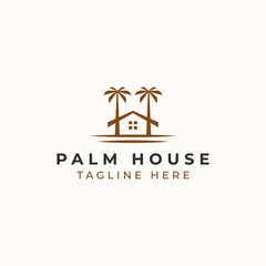 Palm Resort Logo Template Isolated in White Background