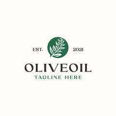 Olive Leaf Logo Template Isolated in White Background