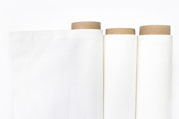 White cotton Fabric Rolls Mockup