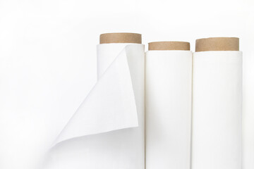 White cotton Fabric Rolls Mockup