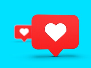 Red like icon with white heart on solid background isolated