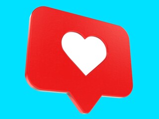 Red like icon with white heart on solid background isolated