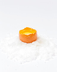 Chicken eggs on salt on a bright background. Consuming eggs can increase good cholesterol, eggs also contain high-quality protein that is good for the body. Can be consumed as a breakfast menu.