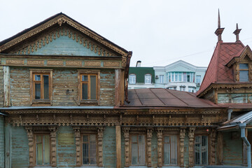Wooden architecture of Ryazan, a city in Russia. 