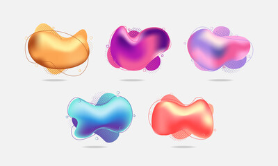 Set of abstract modern liquid shapes banner
