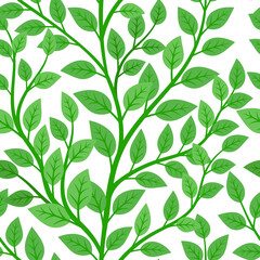 Green branches tree seamless pattern