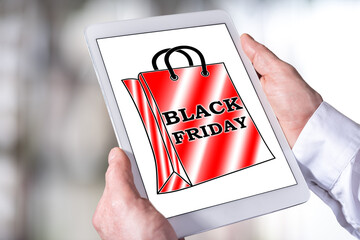 Black friday concept on a tablet