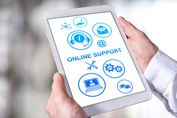 Online support concept on a tablet