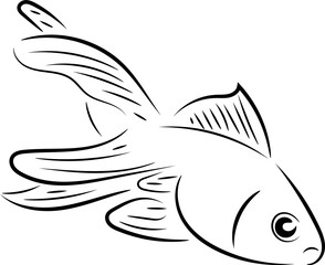 goldfish line art design - vector