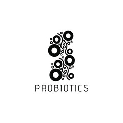 Probiotics logo. Bacteria logo. Concept of healthy nutrition ingredient for therapeutic purposes. Simple flat style trend modern logotype graphic design isolated