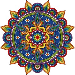 Round Indian Paisley Pattern mandala meditation flower motif
