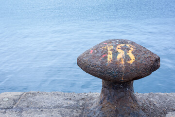 old bollard at a sea port