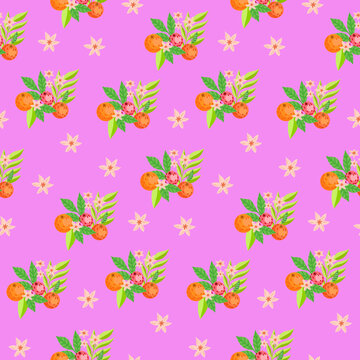 Citrus in bloom seamless pattern