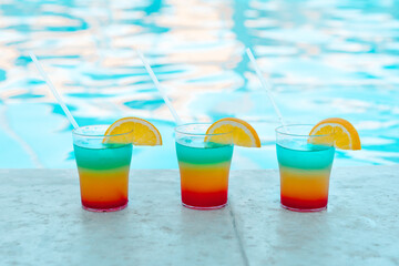 Beautifel tasty Cocktails near the swimming pool