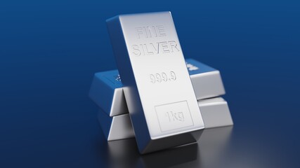Silver Bars 1Kg, 3D Graphic (3D Render)