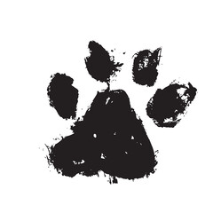 Ink Dog Paw, grunge style, Vector.	
