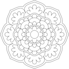 Circular Pattern Mandala Zentangle Henna Mehndi Tattoo, Decoration Circle Vector Clipart Floral Flower Decorative Ethnic Oriental Style Coloring Book Page Illustration Ornamental Ornament