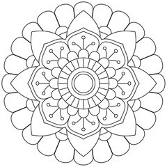 Circular Pattern Mandala Zentangle Henna Mehndi Tattoo, Decoration Circle Vector Clipart Floral Flower Decorative Ethnic Oriental Style Coloring Book Page Illustration Ornamental Ornament