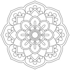 Circular Pattern Mandala Zentangle Henna Mehndi Tattoo, Decoration Circle Vector Clipart Floral Flower Decorative Ethnic Oriental Style Coloring Book Page Illustration Ornamental Ornament
