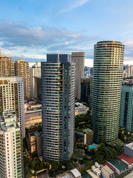 Makati, Metro Manila, Philippines - Nov 2020: Upscale And Luxurious Residential Towers Of Rockwell Center.