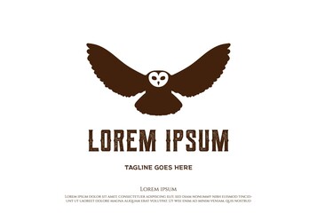 Vintage Retro Flying Owl Bird Logo Design Vector
