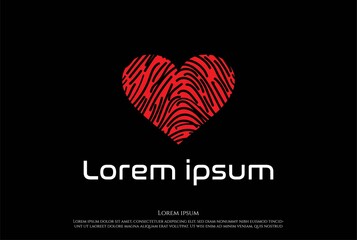 Love Heart Fingerprint Secure Safe Secret Strong Smart Technology Logo Design Vector