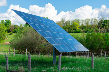 solar panel with green field