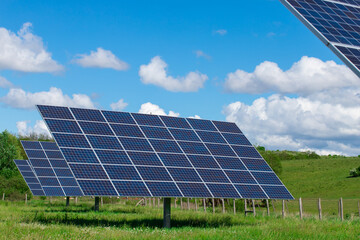 solar panel with green field